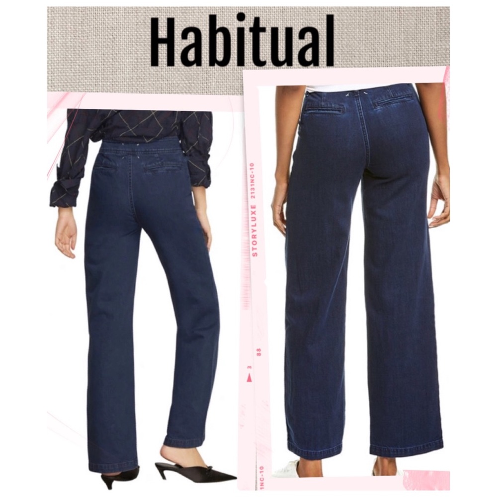 HABITUAL Jeans Suri High-Rise Slit Front Blue Denim New With Tags Size 24
